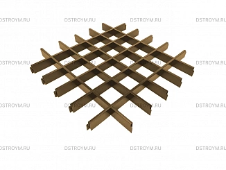 Потолок Грильято классический 100x100, 50/0,32 мм, золотой