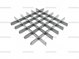 Потолок Грильято классический 100x100, 50/0,32 мм, серебристый