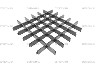 Потолок Грильято классический 100x100, 50/0,32 мм, металлик матовый